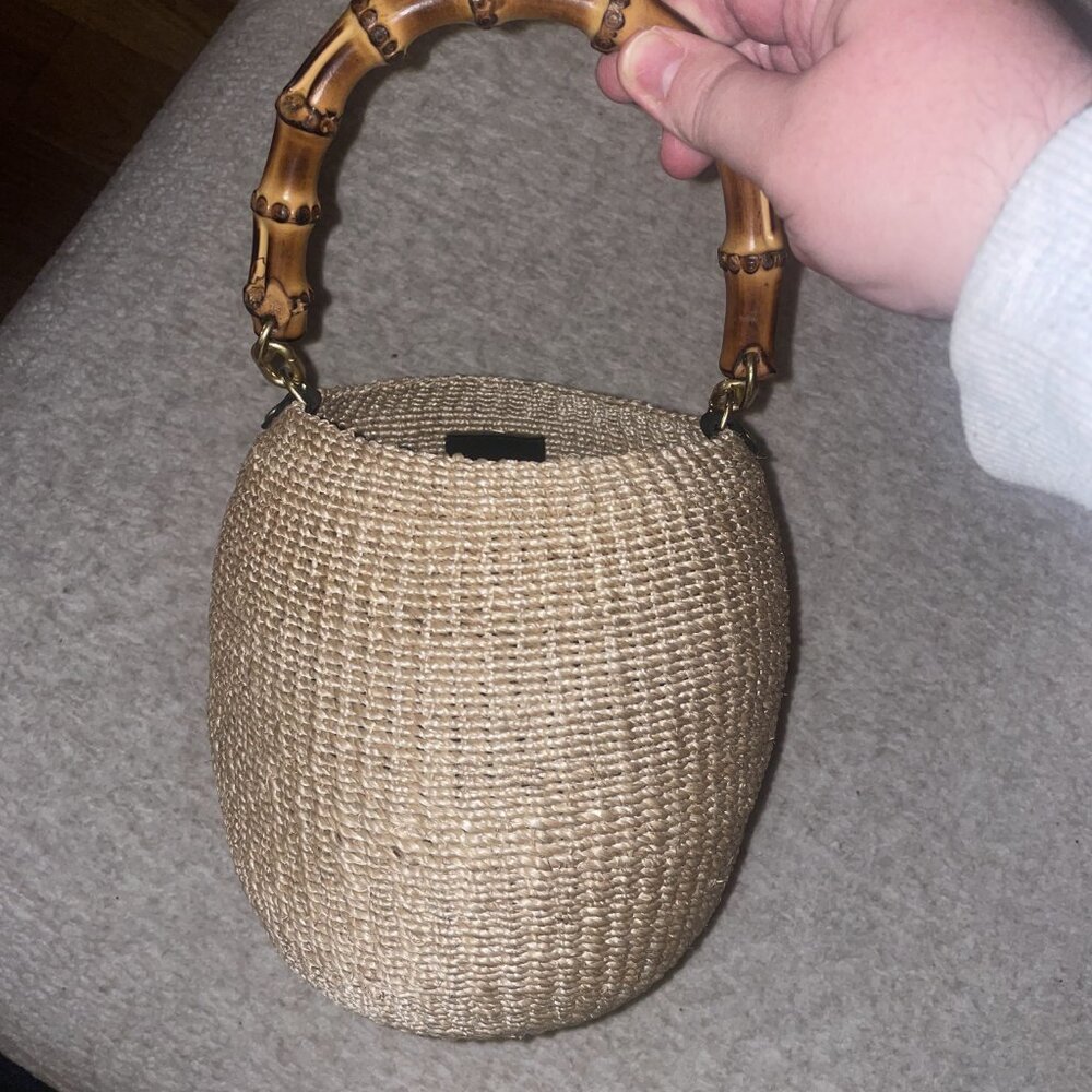 Clare V Pot De Miel bag with bamboo handle